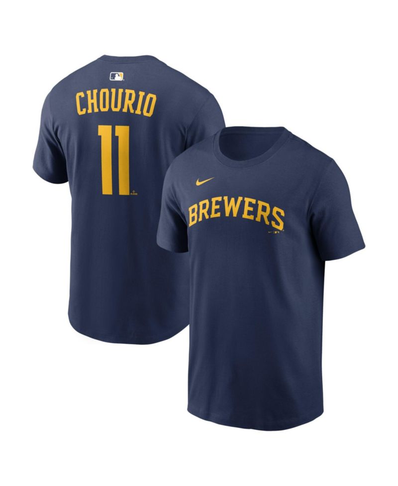 Men's Jackson Chourio Navy Milwaukee Brewers Name Number T-Shirt