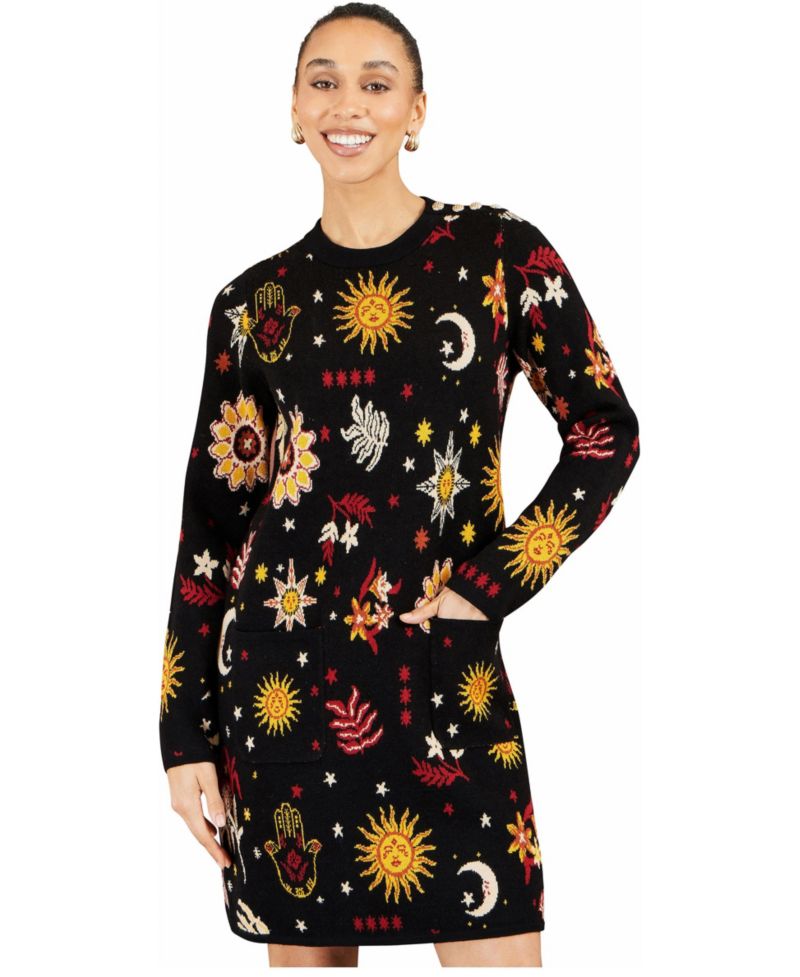 Women's Cosmic Intarsia Knitted Dress