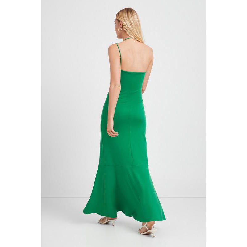 Women's Havana Asymmetric Halter-Neck Mermaid Frill-Hem Dress