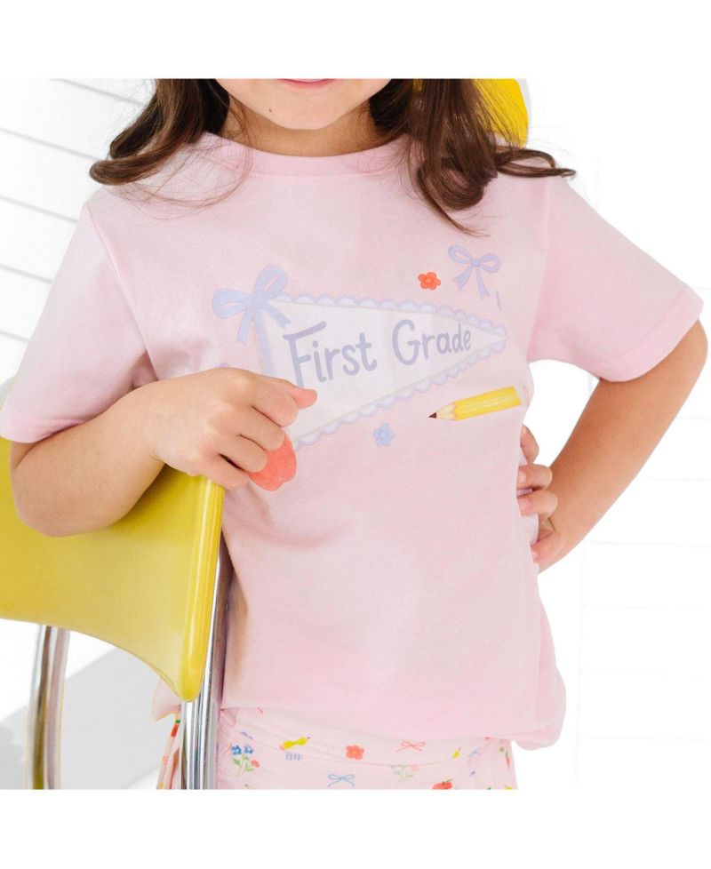 Big Girls First Grade Pennant Short Sleeve T-Shirt