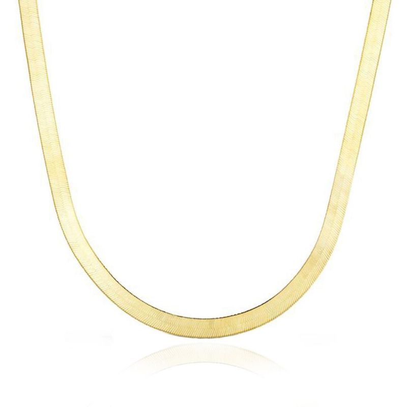 Large Herringbone Necklace 14K Yellow Gold - 5 millimeters - 18 inches