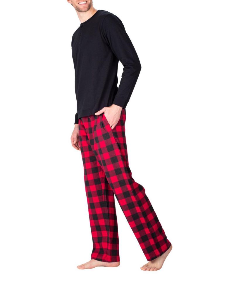 Sleep Hero Men's Henley Neck Knit Pajama Set
