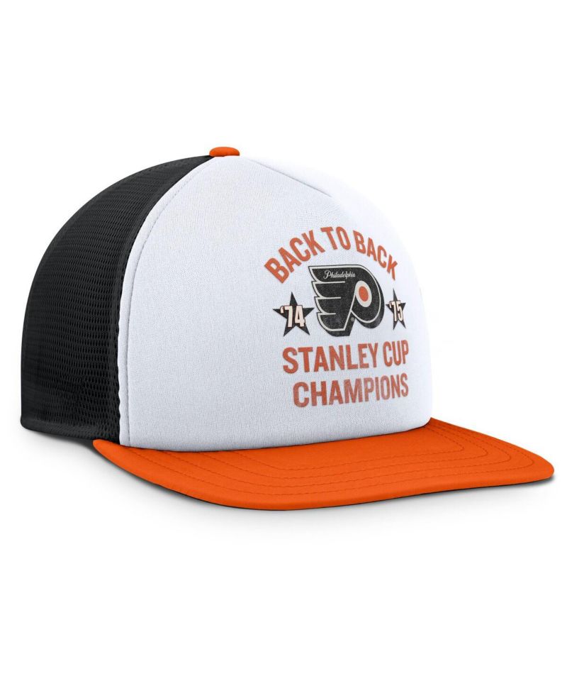 Men's White/Orange Philadelphia Flyers Decades Collection Foam Front Snapback Hat
