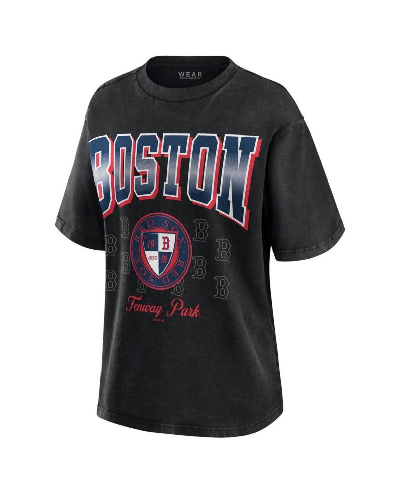 Women's Black Boston Red Sox Oversized Boyfriend T-Shirt