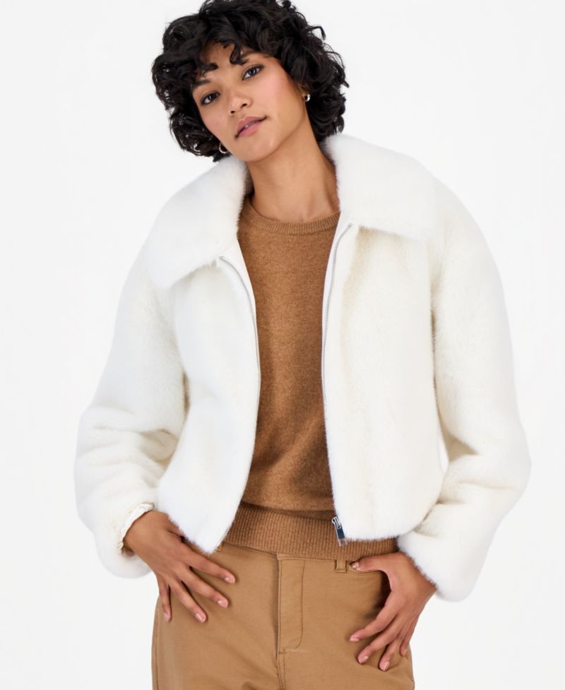 Petite Faux Fur Bomber Jacket