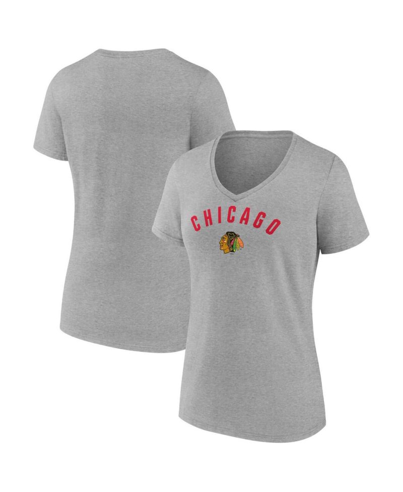 Women's Gray Chicago Blackhawks V-Neck T-Shirt