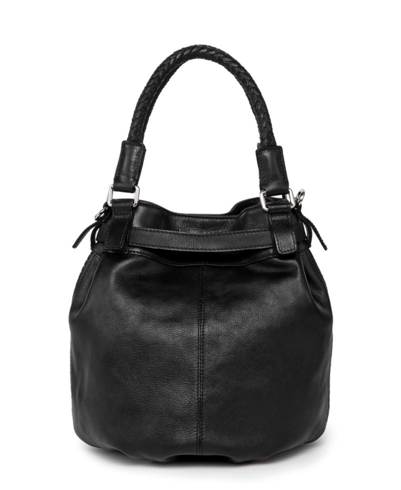 Pumpkin Small Leather Crossbody Bucket Bag