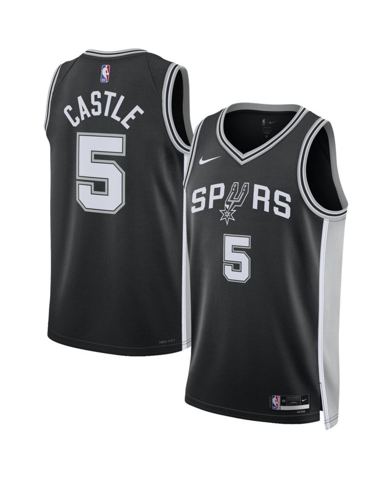 Men's and Women's Stephon Castle Black San Antonio Spurs Swingman Icon Edition Jersey