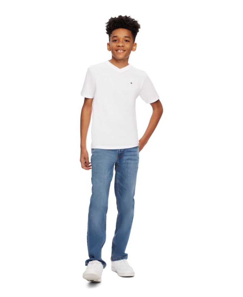 Big Boys' Solid Embroidered Logo V-Neck Tee