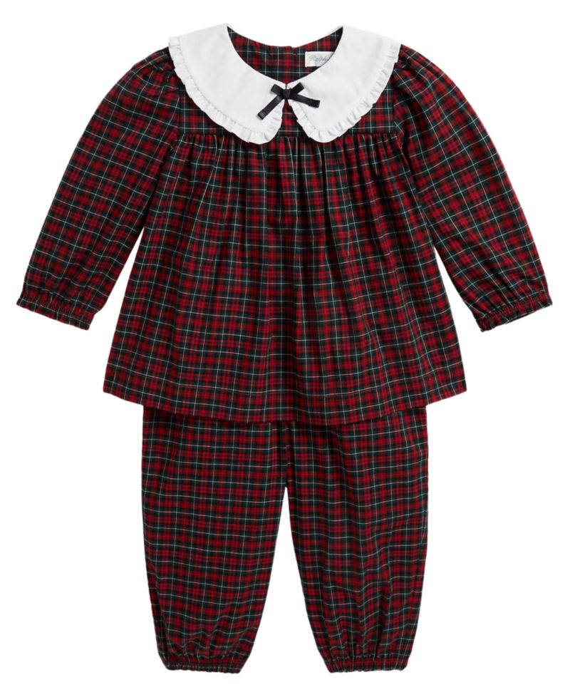 Baby Girls' Ruffled Long-Sleeve Top and Pants, 2-Piece Set