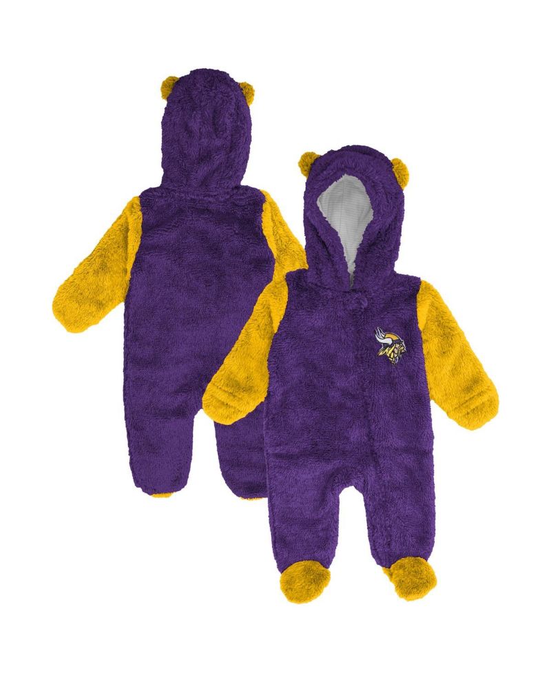 Baby Boys and Girls Purple Minnesota Vikings Stay Napping Fleece Bunting Full-Zip Sleeper