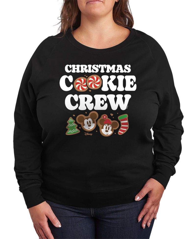 Plus Size Disney Mickey and Minnie Christmas Cookie Crew French Terry Long Sleeve T-Shirt