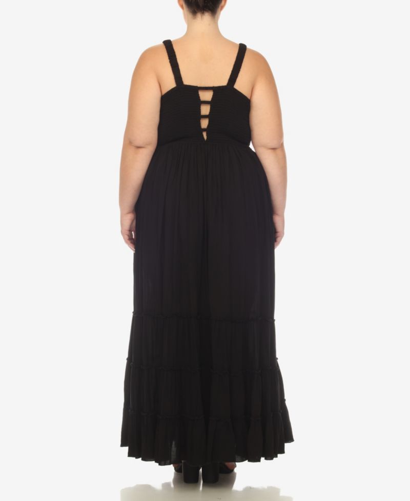 Plus Size Smocked Ruffle Maxi Dress