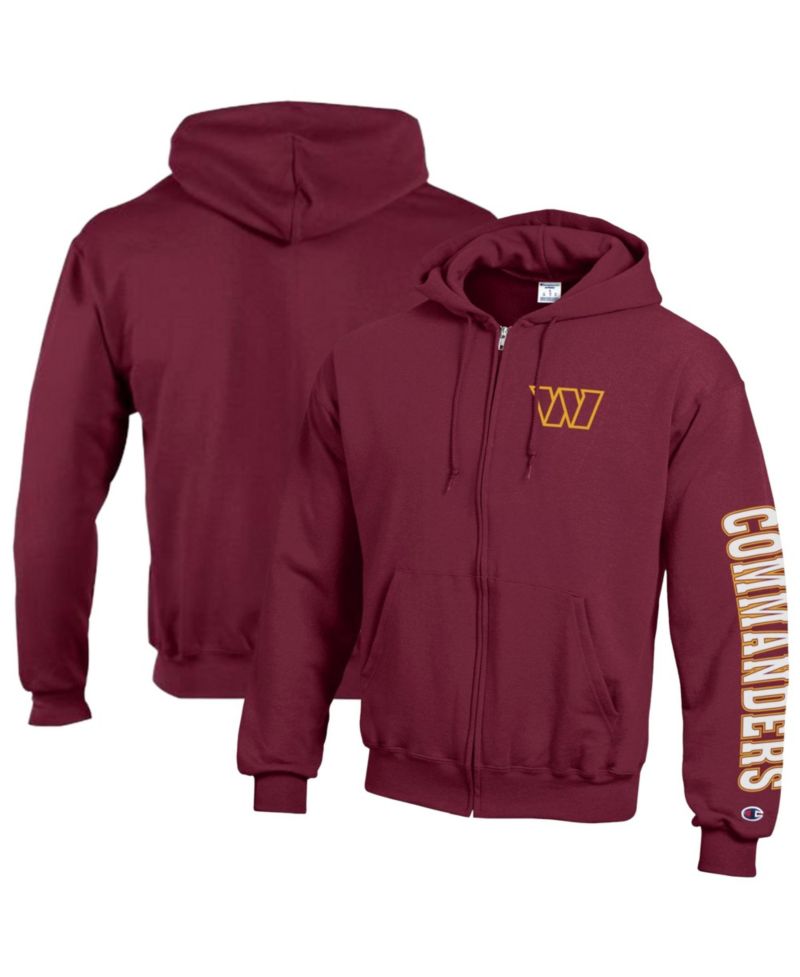 Men's Burgundy Washington Commanders Powerblend Fleece Full-Zip Hoodie