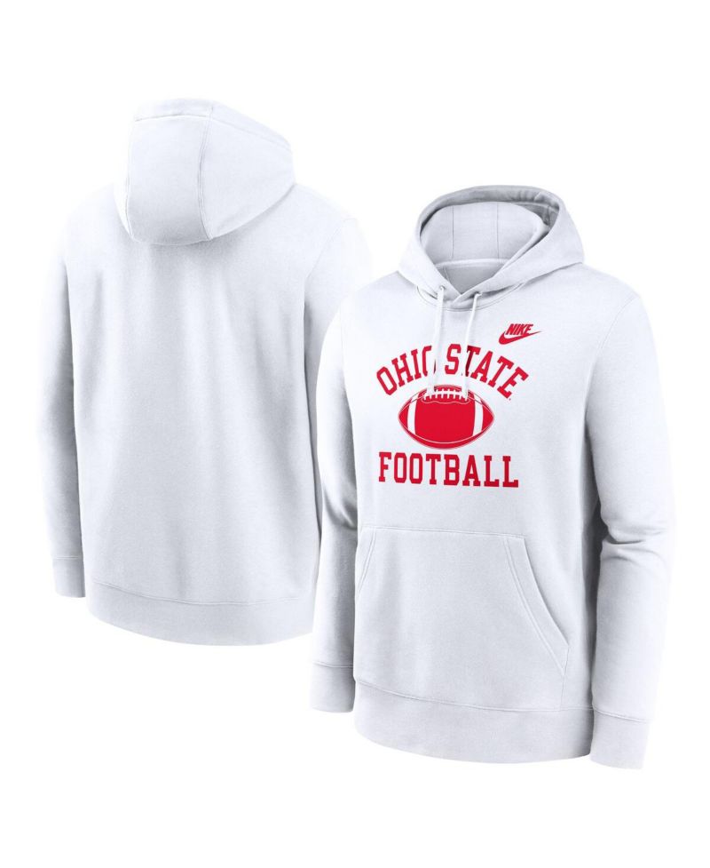 Men's White Ohio State Buckeyes Legacy Football Icon Club Fleece Pullover Hoodie
