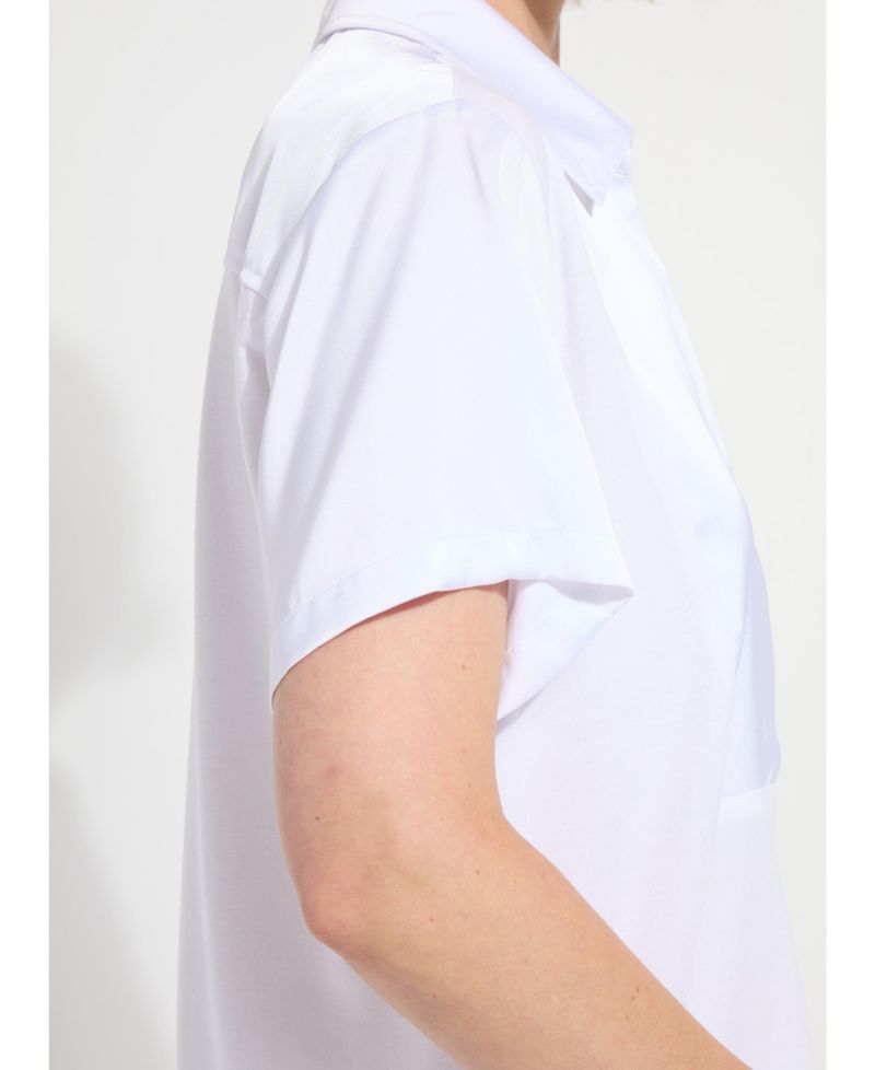Women's Safira Short-Sleeve Satin Mix-Media Blouse