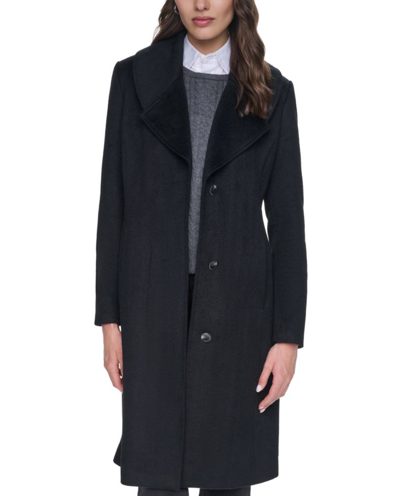 Women's Large-Collar Wool-Blend Coat