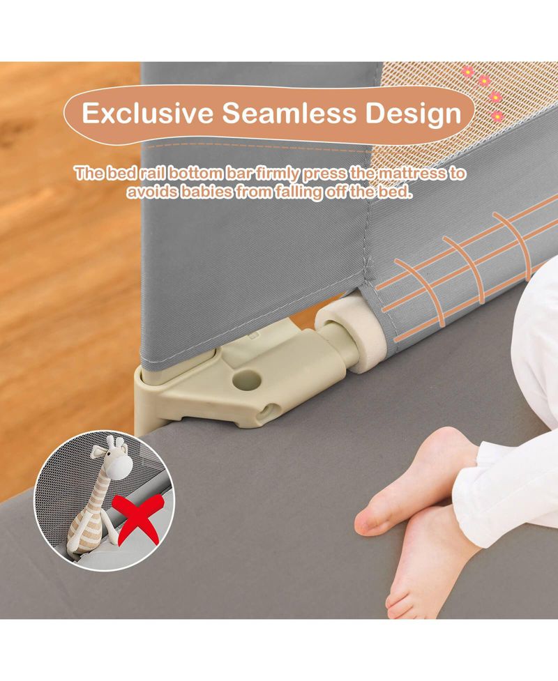 Baby Bed Guardrail with Double Lock for Secure Toddler Sleep Support