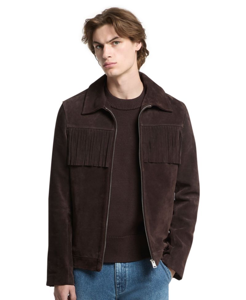 Men's Western-Inspired Fringe Suede Jacket
