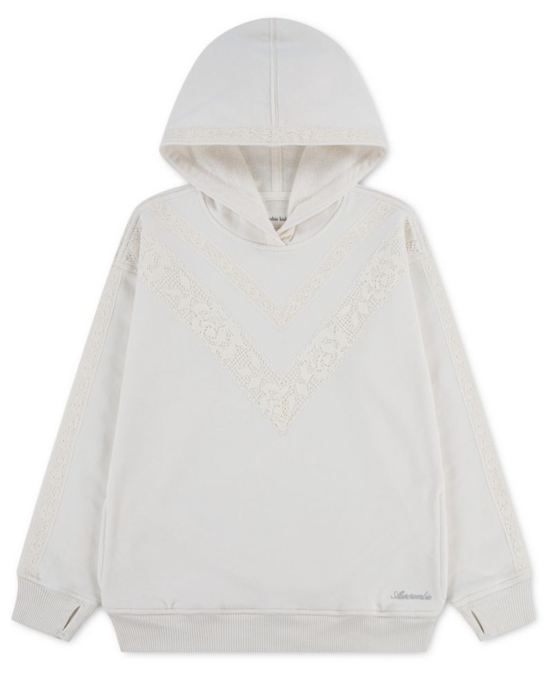 Girls' 5-16 Essential Lace-Trimmed Long-Sleeve Hooded Hoodie