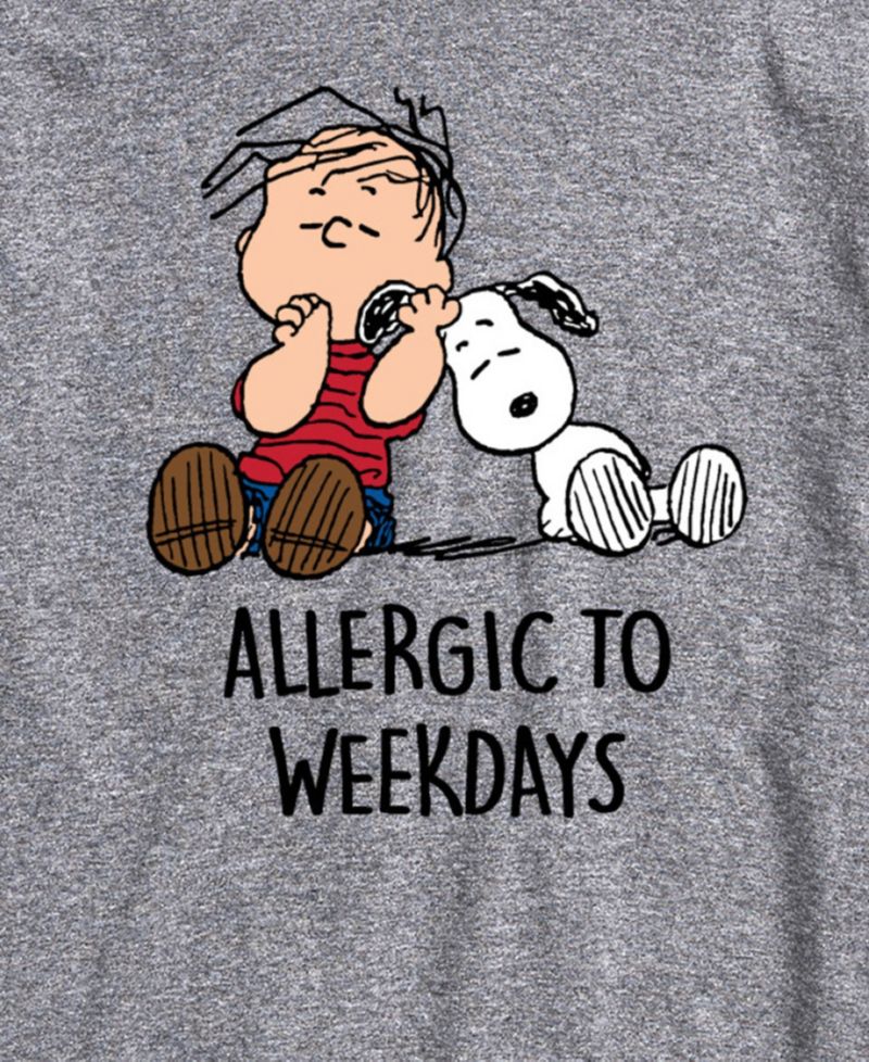 Men's Snoopy Peanuts Allergic To Weekdays Short Sleeve T-Shirt