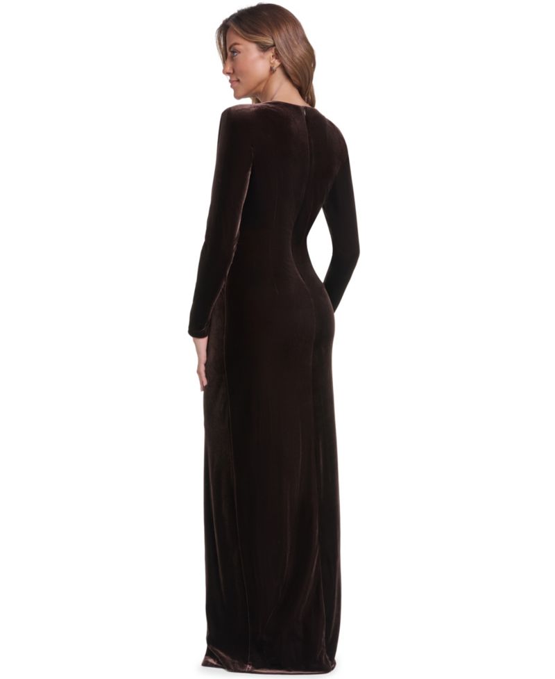 Women's Long-Sleeve Crew Neck Cocktail Gown