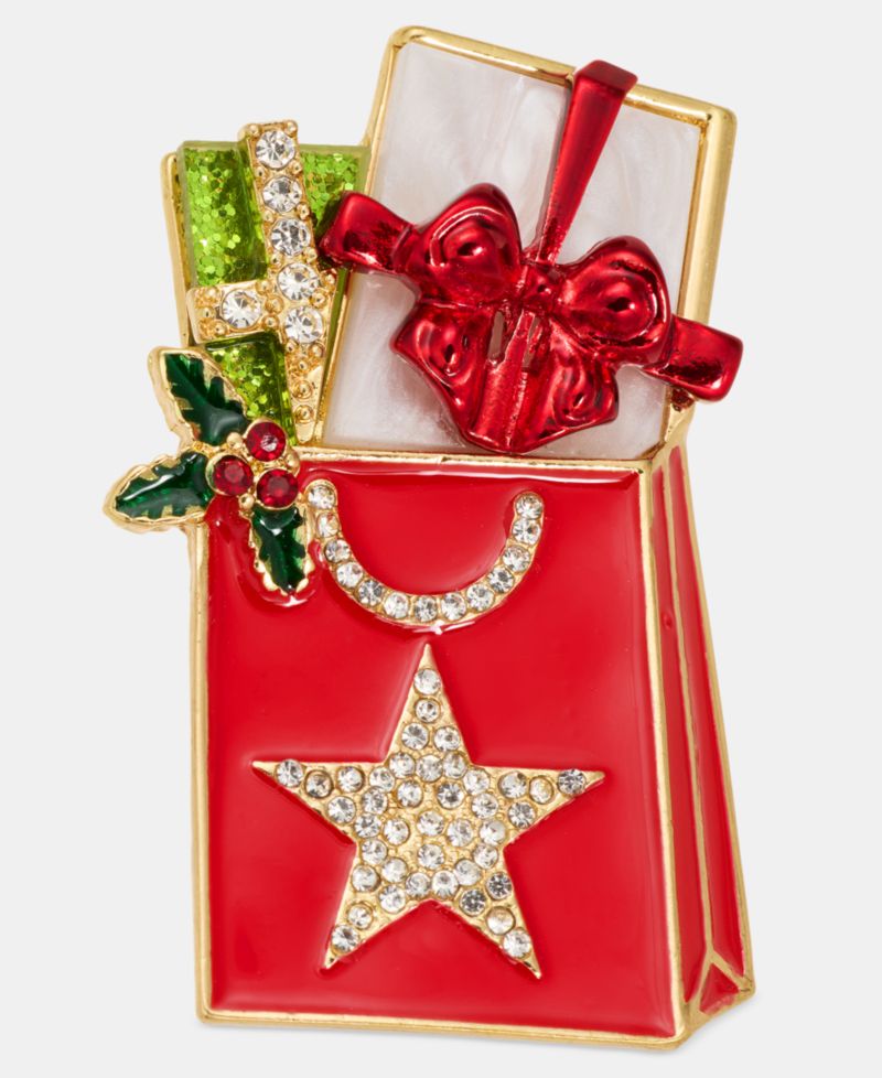 Crystal & Glitter Macy's Shopping Bag Pin