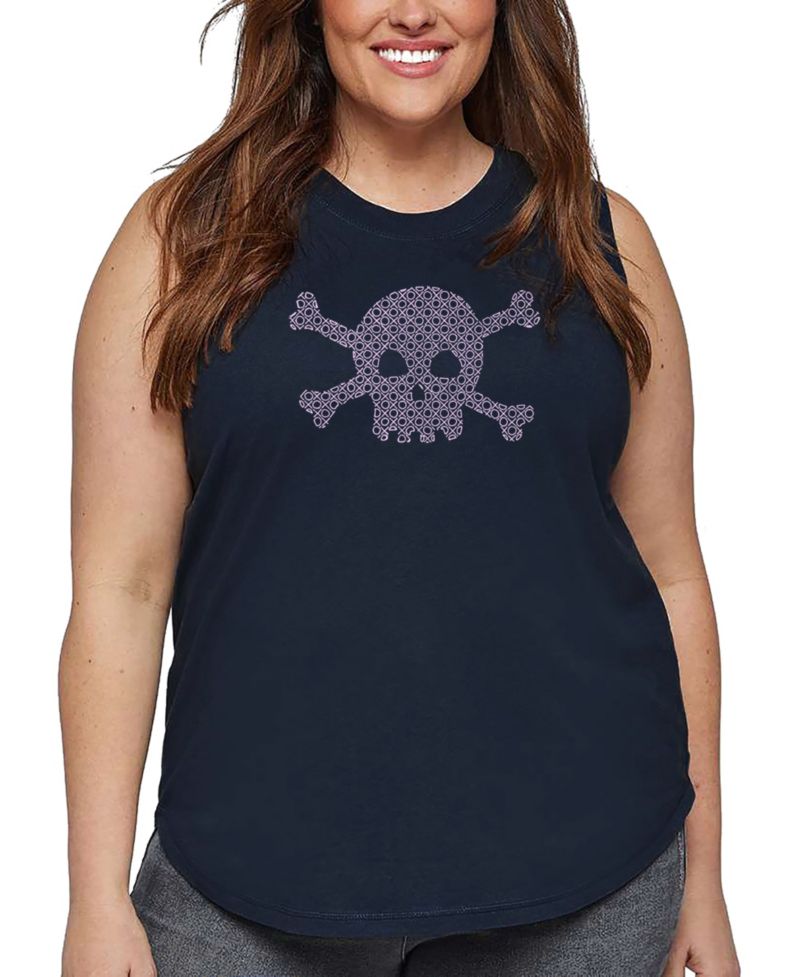 Plus Size XOXO Skull Word Art Tank Top