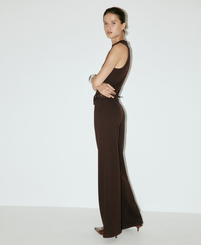 Women's Crew Neck Sleeveless Wide-Leg Jumpsuit