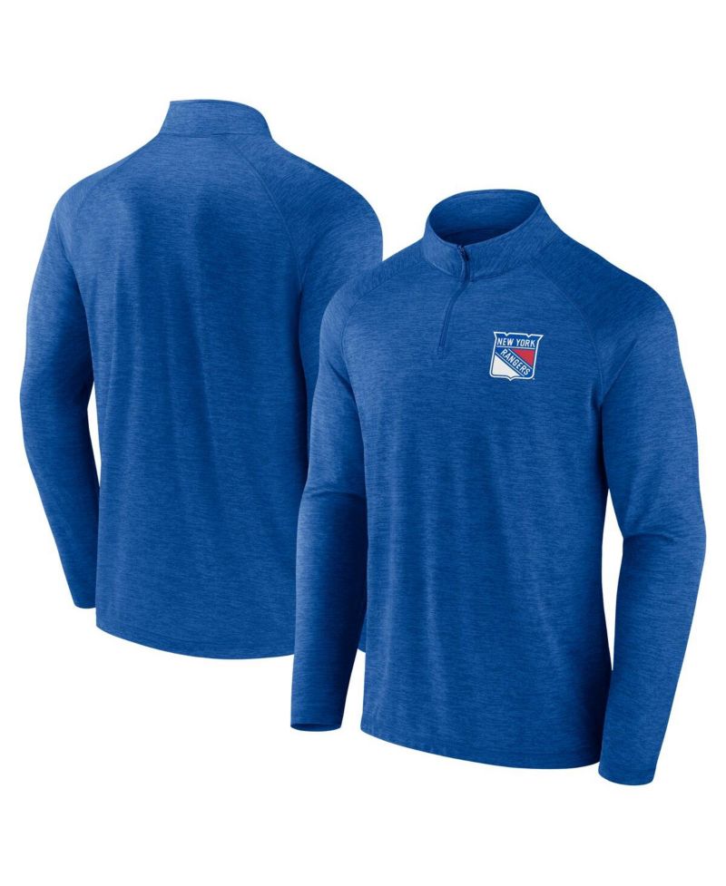 Men's Blue New York Rangers Head-to-Head Raglan Quarter-Zip Top