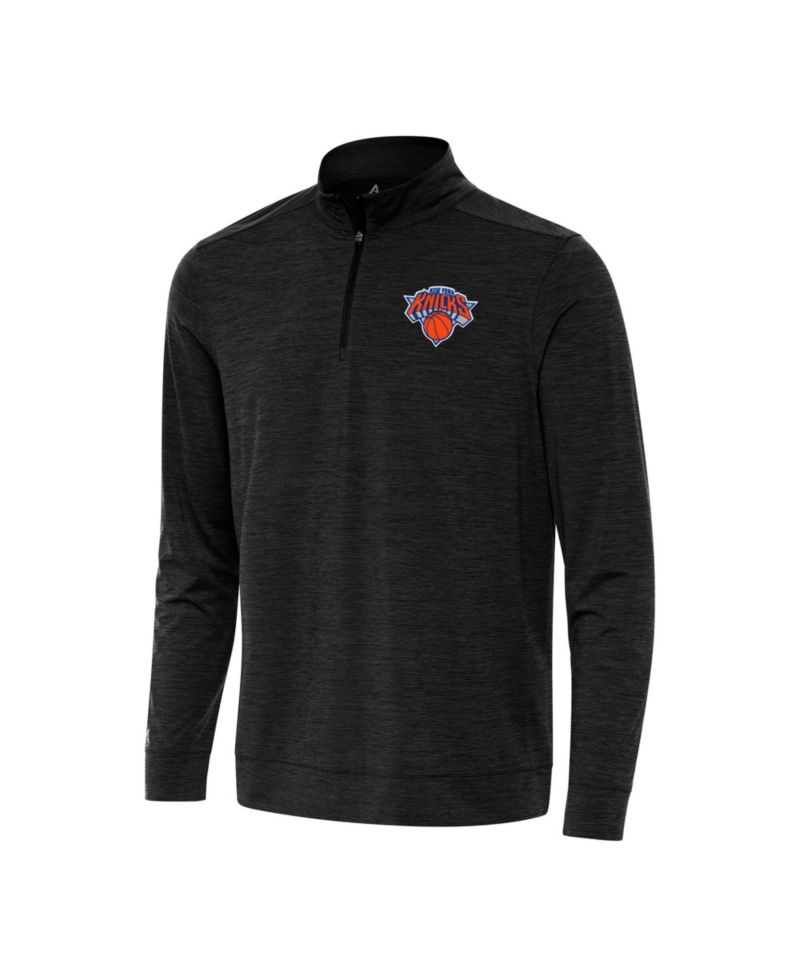Men's Heather Black New York Knicks Bright Quarter-Zip Sweatshirt