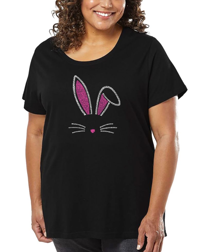 Plus Size Bunny Ears Word Art T-Shirt