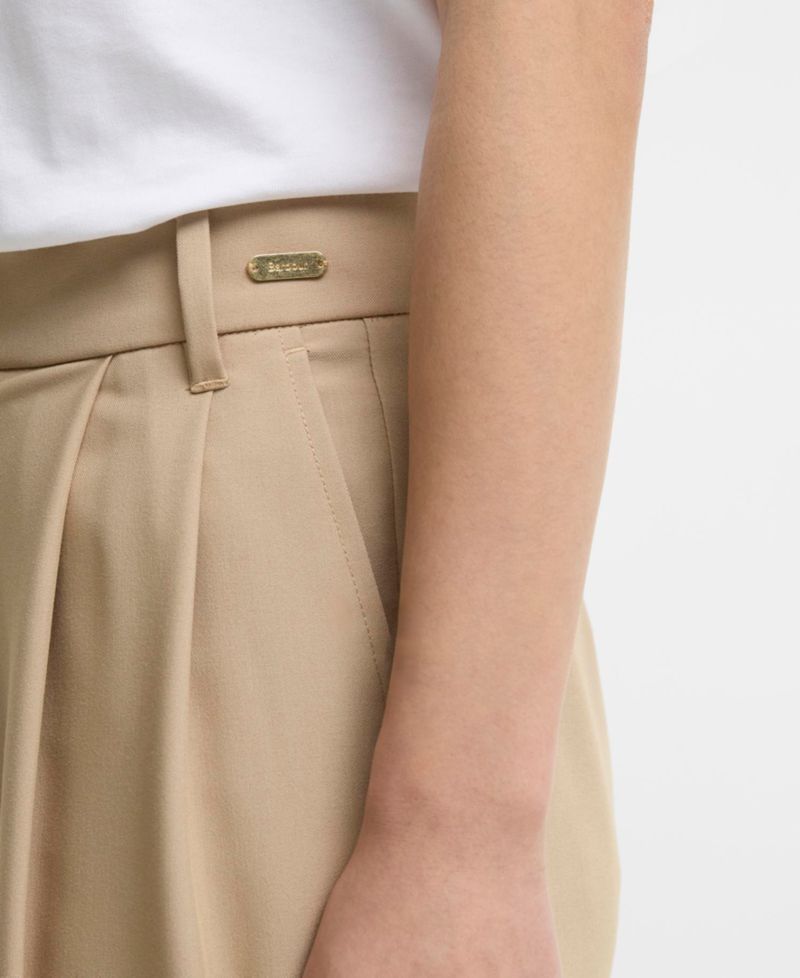 Women's Fawne High-Waisted Pleated Straight-Leg Polyester-Blend Trousers, 27-3/4" Inseam