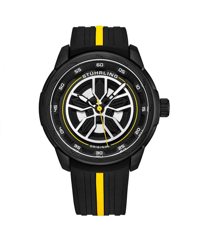Men's 984 Quartz 44mm Aviator Multi Layered Dial Silicone Strap Men's Watch