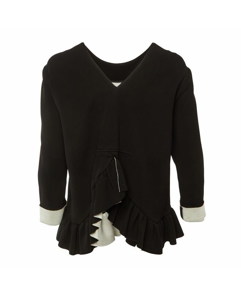 Women's Floral Sequin Ruffled Hem Top
