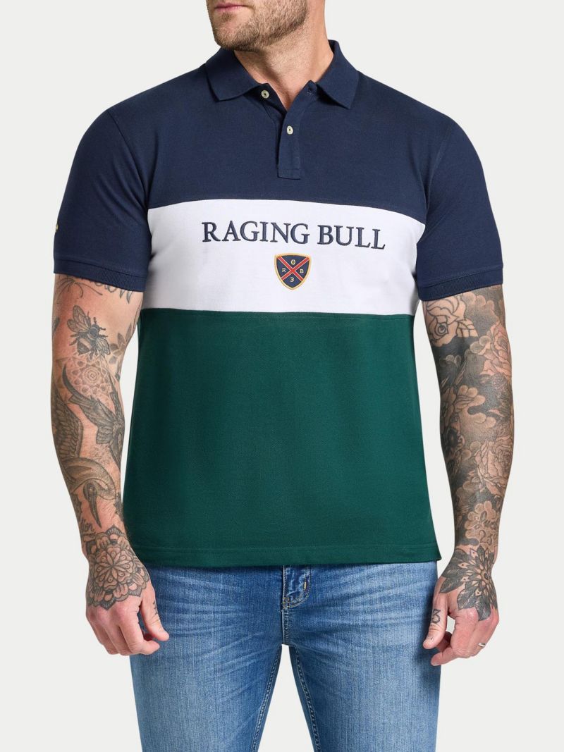 Men's Short Sleeve Cut and Sew Panel Pique Polo