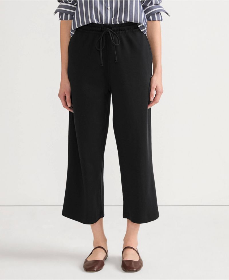 Women's Sport Knit Elastic Waist Wide Leg Crop Pants