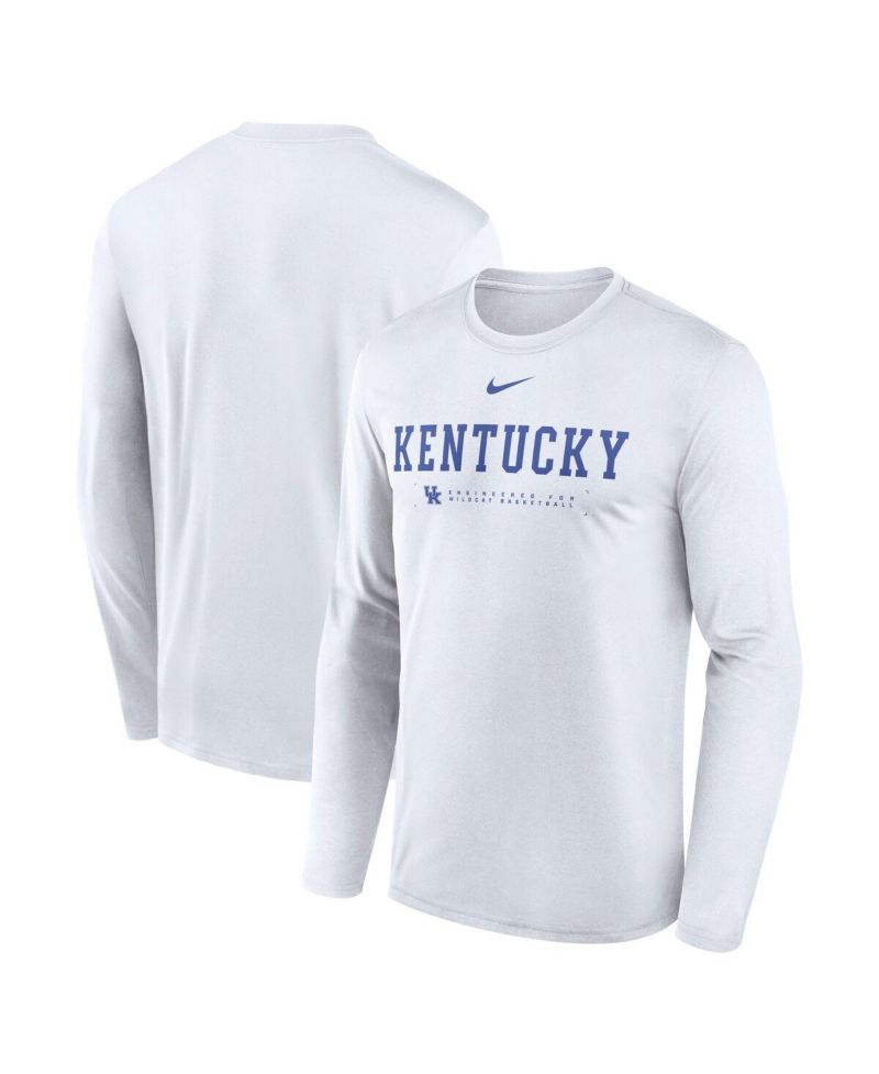 Men's White Kentucky Wildcats 2025 Courtside Basketball Shootaround Legend Dri-FIT Long Sleeve T-Shirt