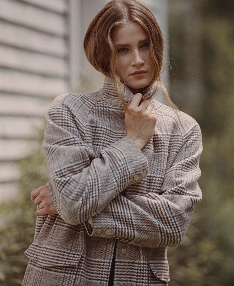 Women's Sutton Tailored Plaid Long Coat
