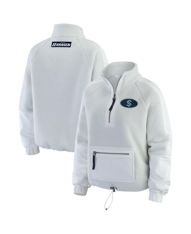 Women's Gray Seattle Kraken Polar Fleece Quarter-Zip Jacket