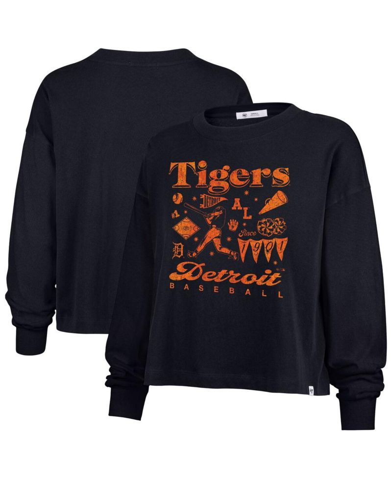 Women's Navy Detroit Tigers Team Collage Sydney Long Sleeve T-Shirt
