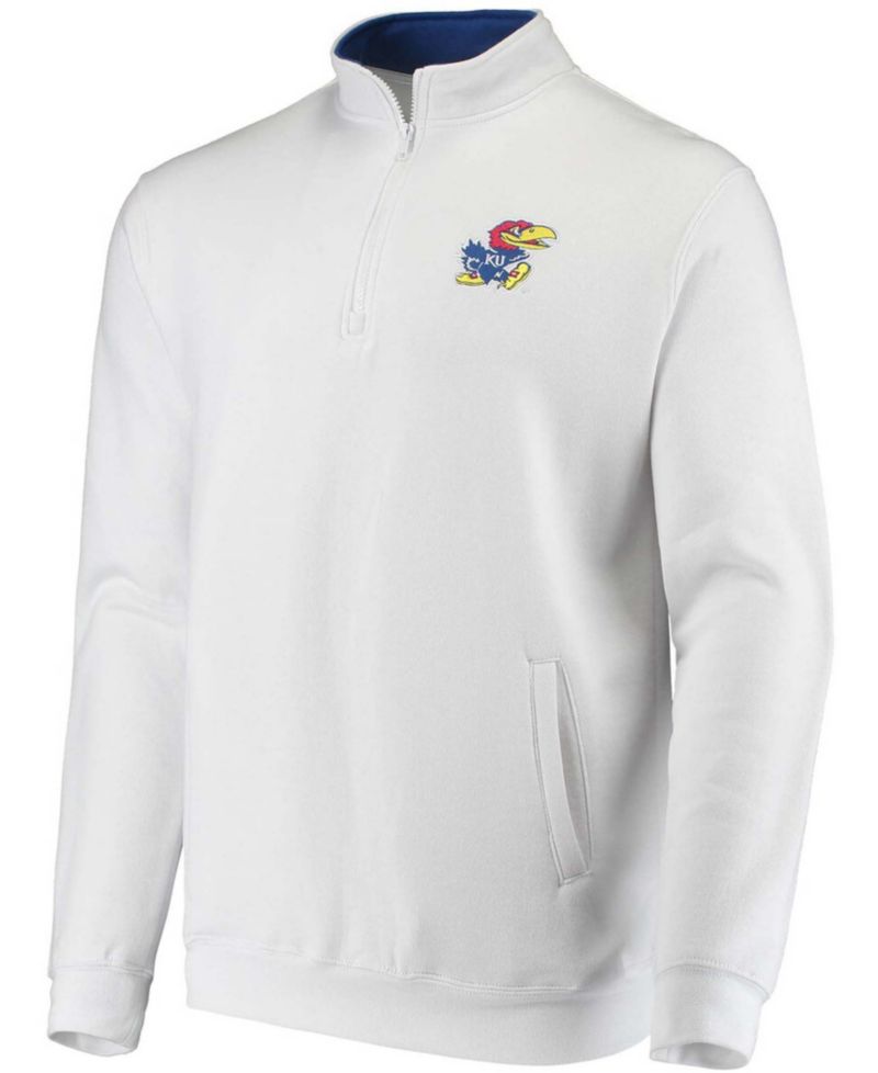 Men's Big and Tall White Kansas Jayhawks Tortugas Logo Quarter-Zip Jacket