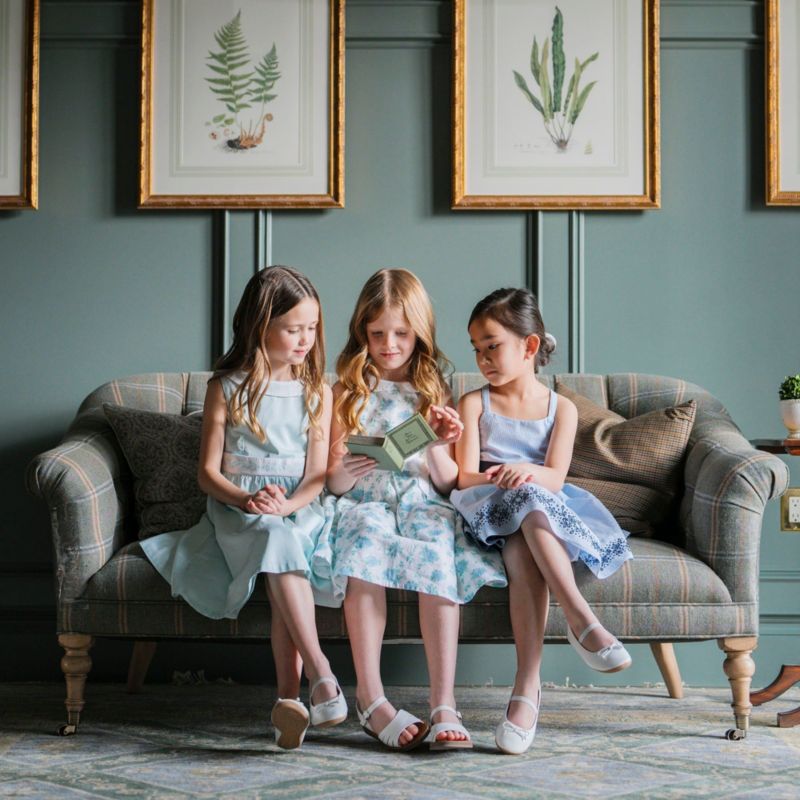 Toddler Girls Hope and Henry Heirloom Round Collar Sateen Party Dress with Embroidered Sash