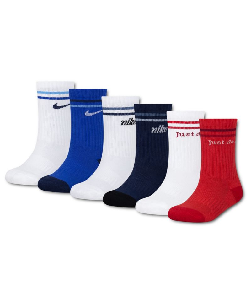 Boys' and Girls' 7-11 Dri-FIT Stripe Crew Socks, 6-Pack