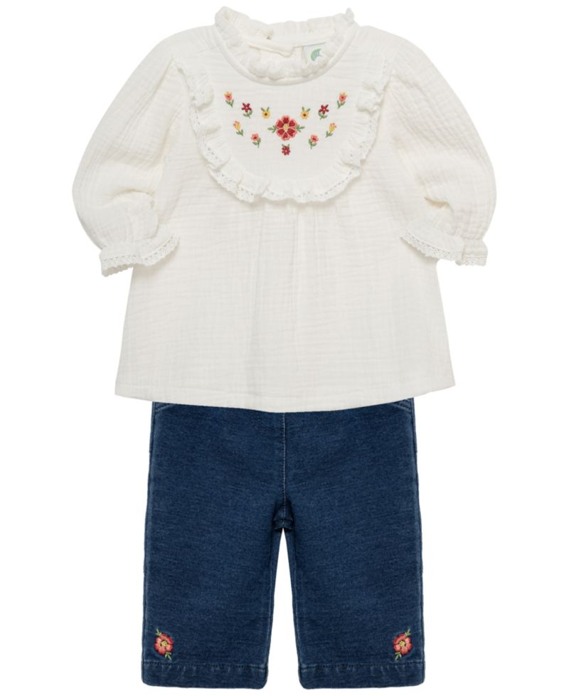 Baby Girls' Blossoms Tunic Long-Sleeve Top and Pants, 2-Piece Set