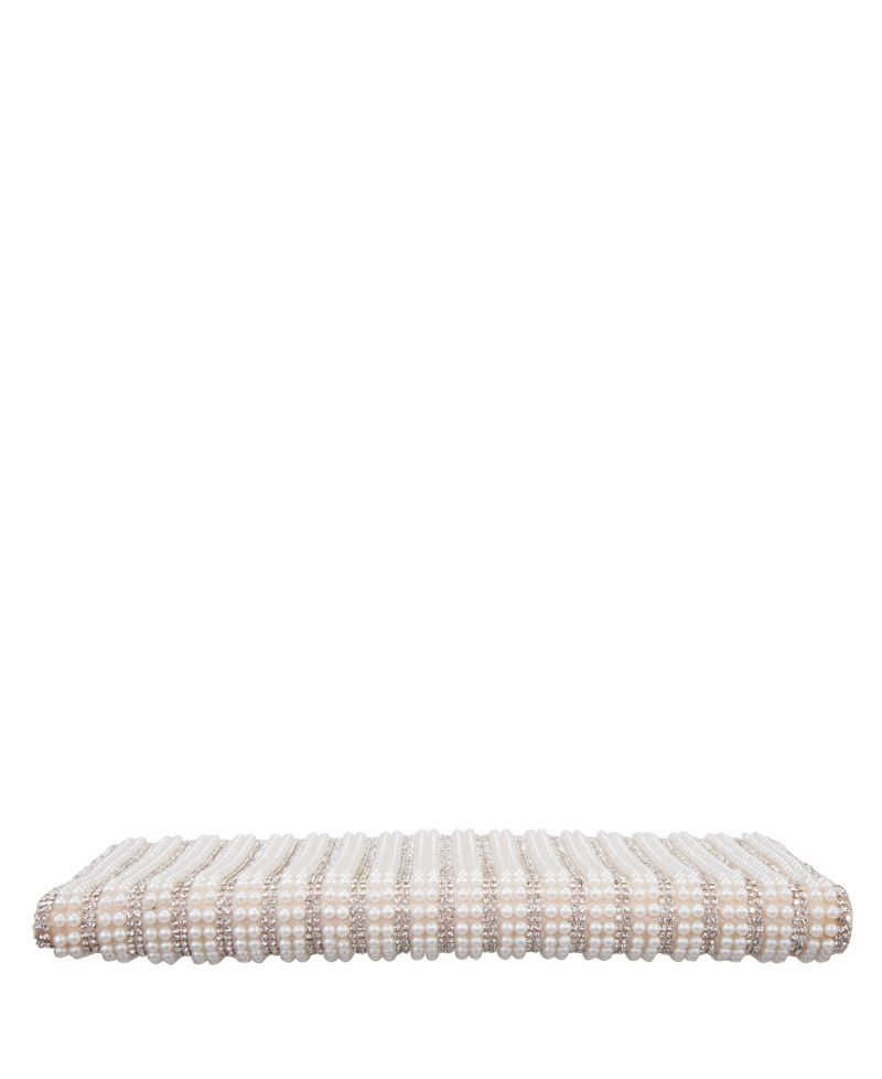 Women's Allover Imitation Pearl and Crystal Envelope Clutch