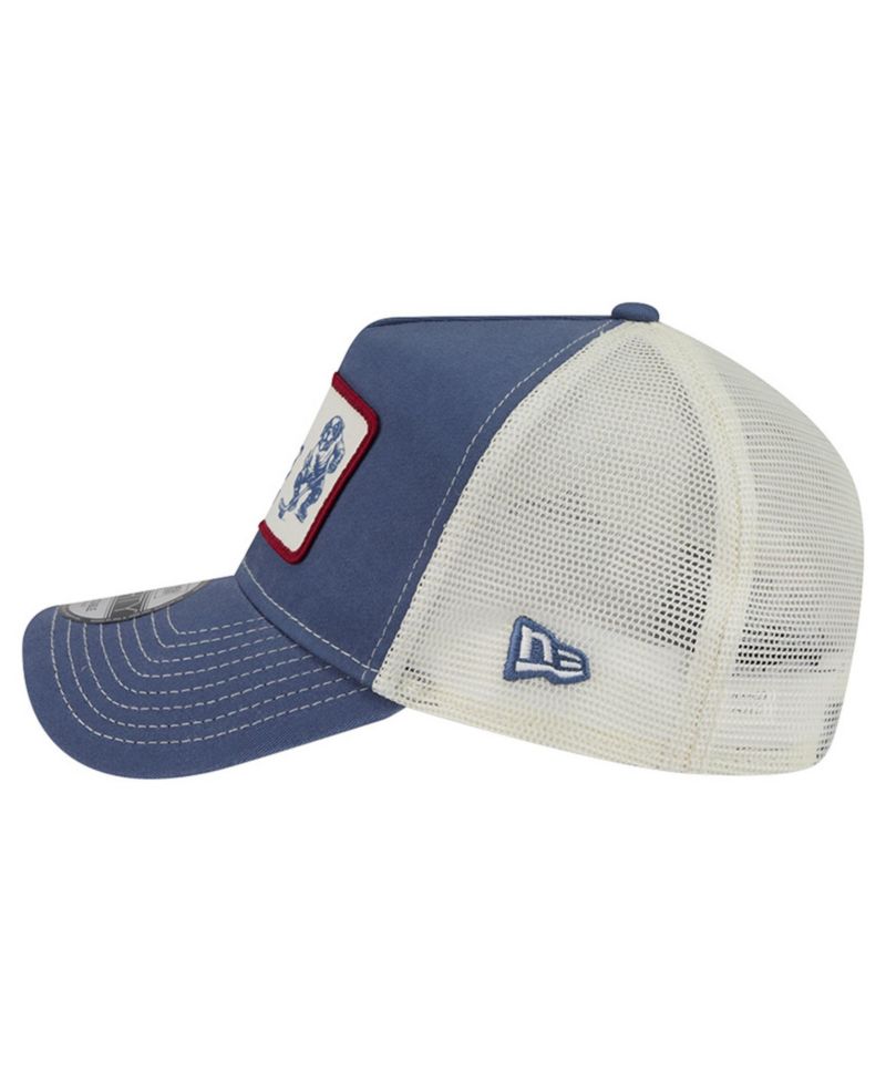 Men's Navy/White Colorado Avalanche Skater Patch A-Frame 9FORTY Adjustable Trucker Hat