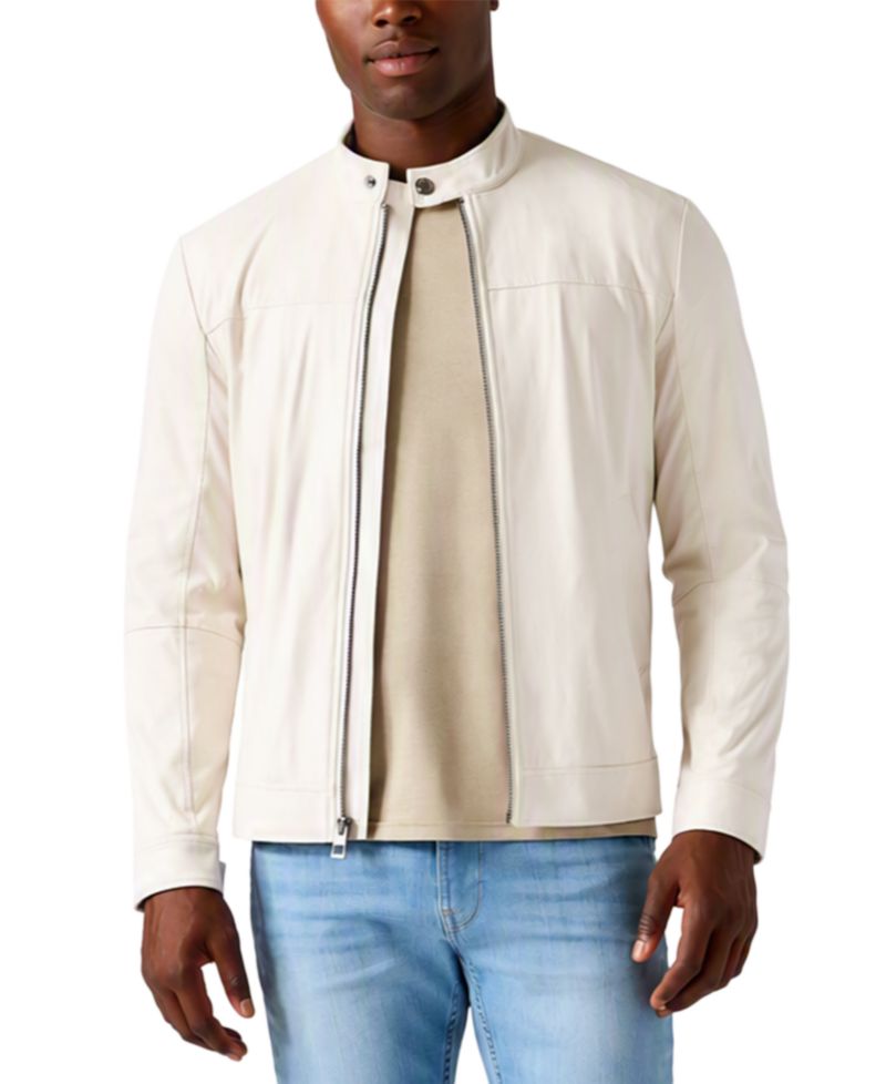 Men's Faux Suede Regular-Fit Biker Jacket
