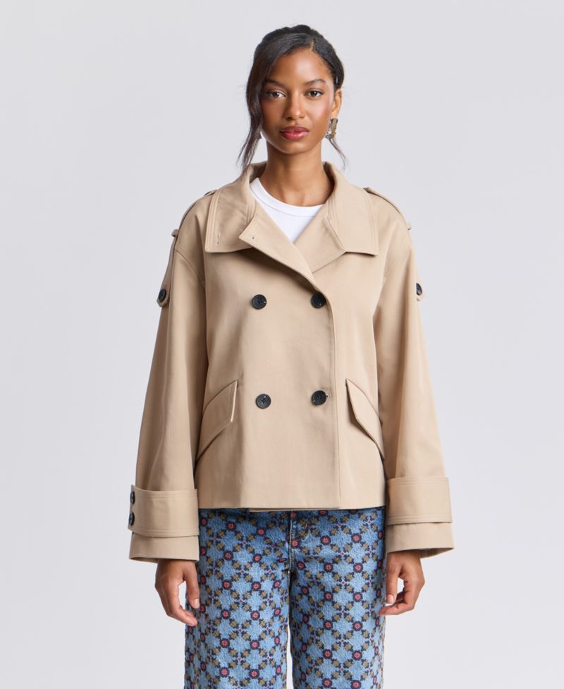 Women's Double-Breasted Short Trench Coat