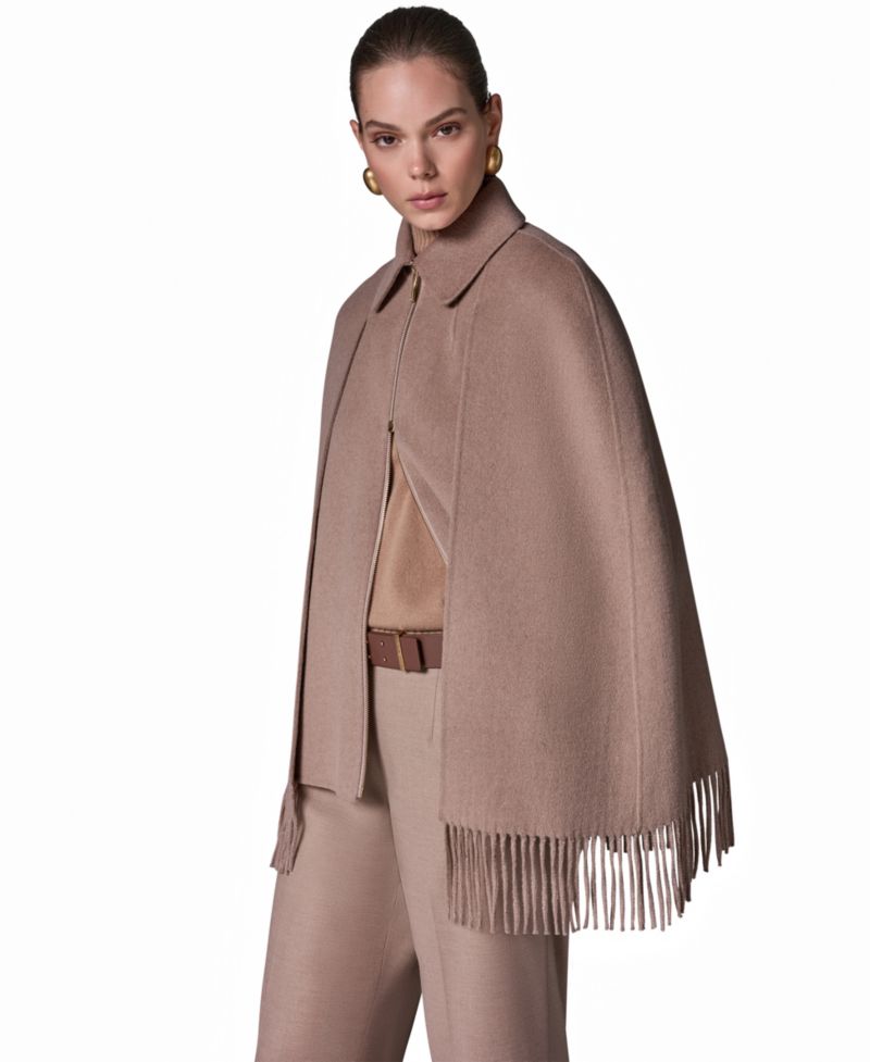 Women's Fringe Wool-Blend Cape Coat